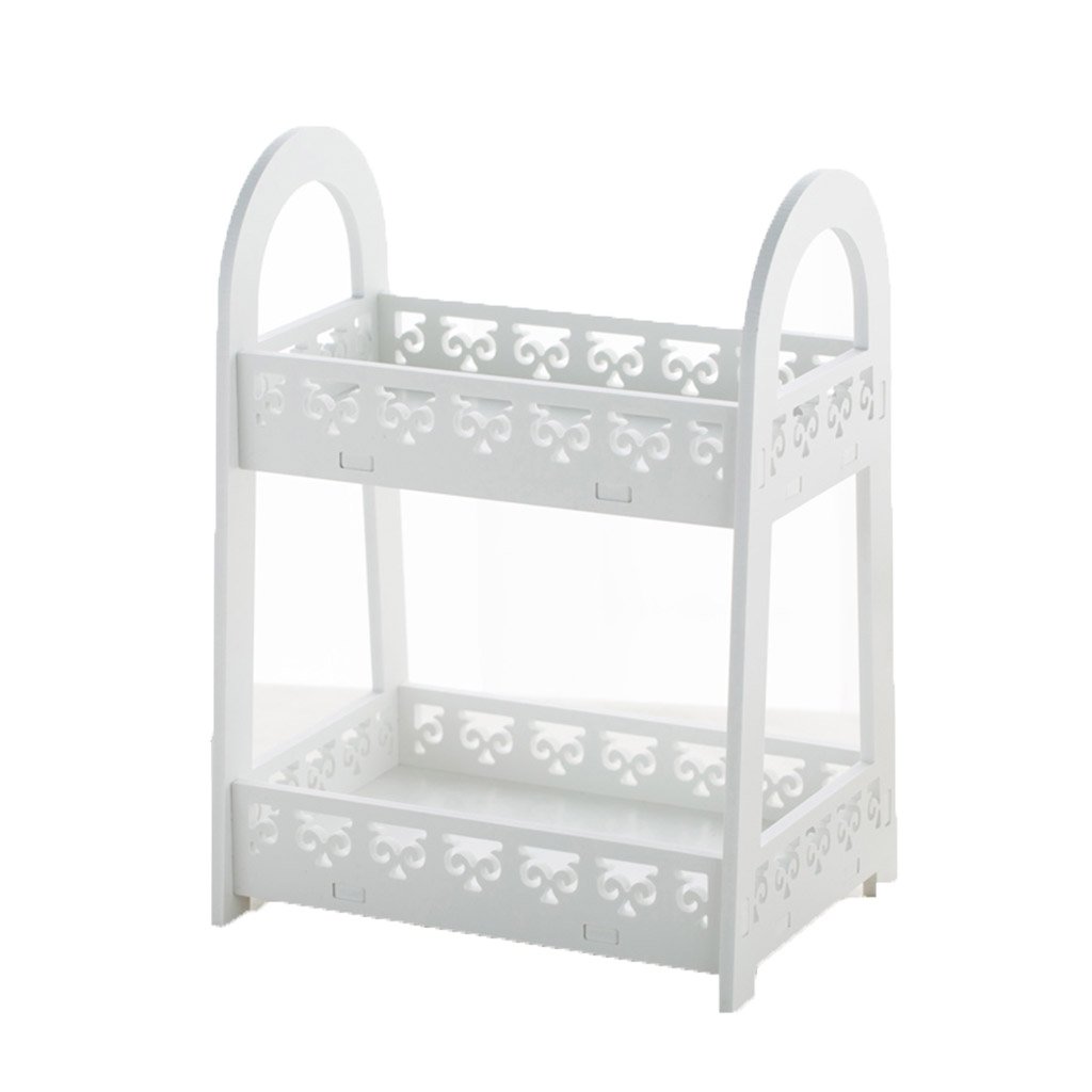 ZMIN White WPC Board Double-Layer Towel Rack - Space Saving Desktop Cosmetic Organizer for Bathroom, Dorm & Balcony Storage | Perfect for Small Spaces & Home Organization