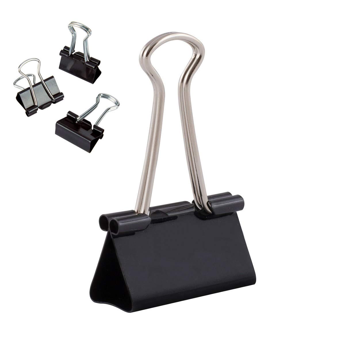 12-Pack 32mm Multi-Function Metal Binder Clips - Black Office Supplies for Documents, Notes, Writing Papers & Drawing | Perfect for Organizing Files, School Projects & Office Work