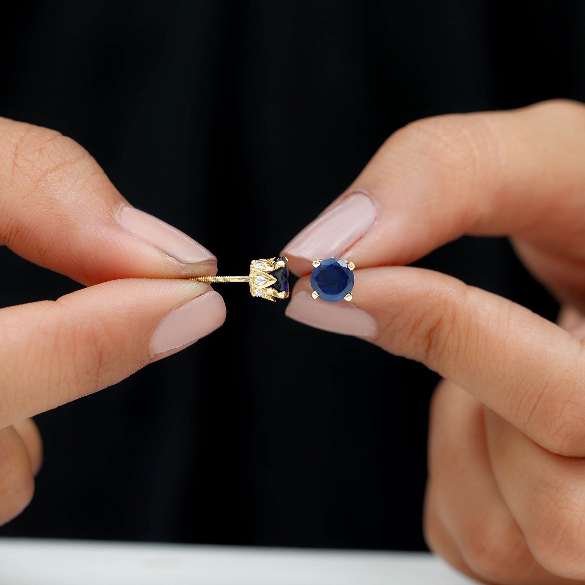 Certified Lab Grown Blue Sapphire Moissanite Stud Earrings - AAAA Quality Gemstone Jewelry with Gift Box - Perfect for Weddings, Anniversaries & Special Occasions
