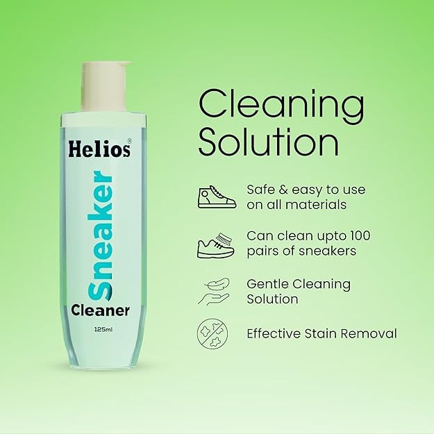 Helios Super Sneaker Cleaner Kit 125ml - All-Purpose Shoe Cleaning Solution with Brush for Nubuck, Leather & Sports Shoes | Perfect for Sneakerheads, Gym & Outdoor Activities