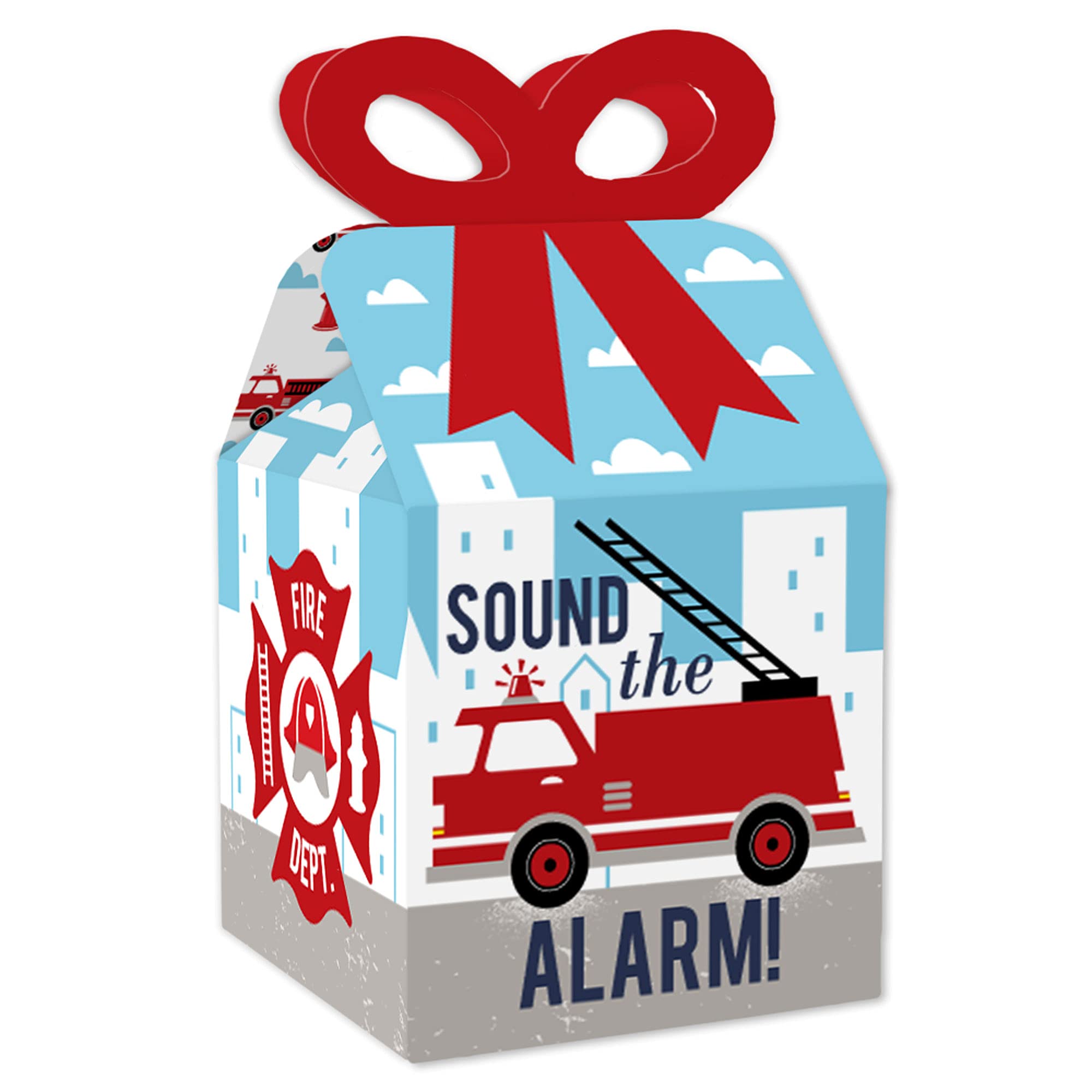 Fire Truck Favor Gift Boxes - Set of 12 for Baby Showers & Birthday Parties