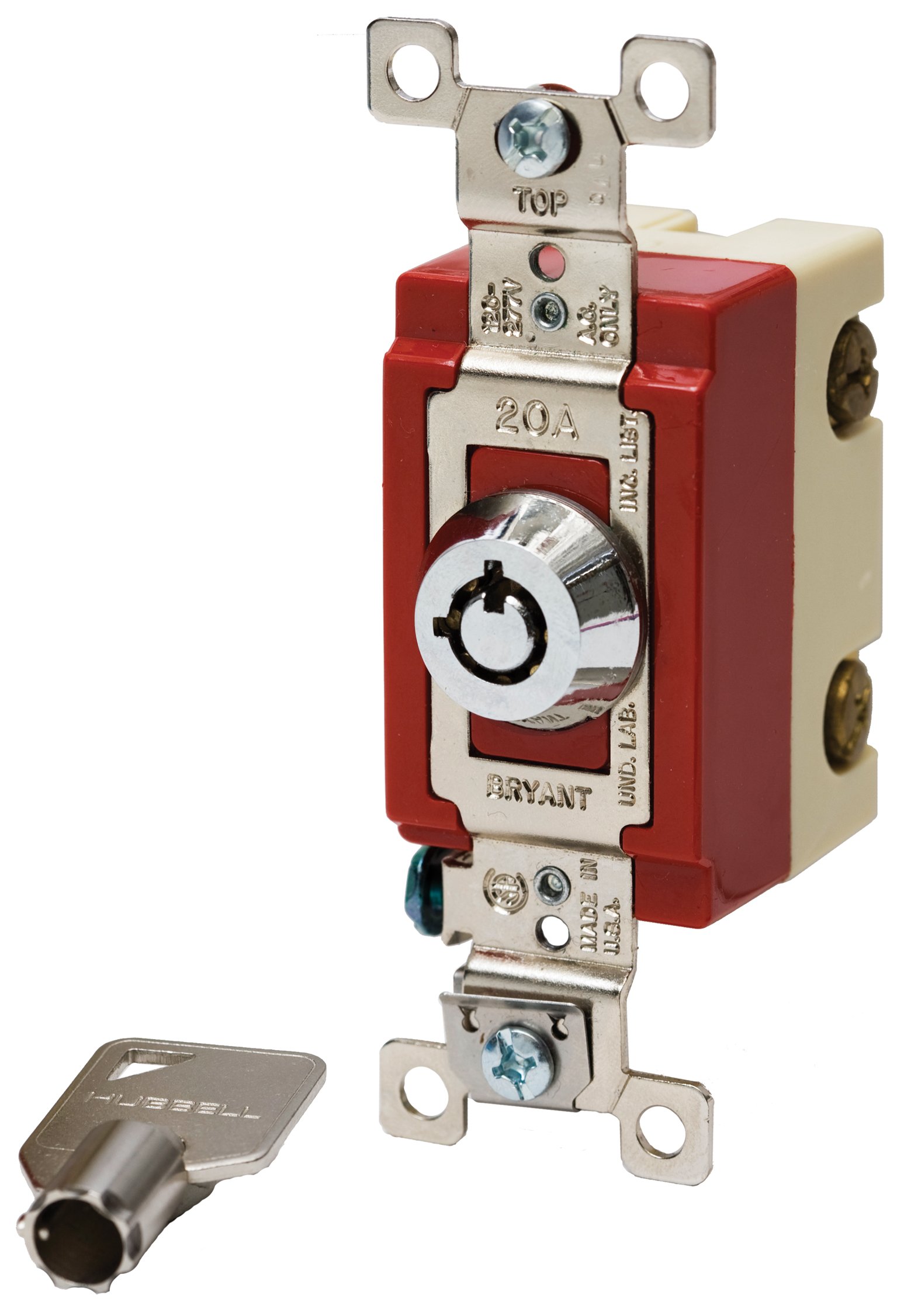 4902RKL Industrial Grade Stainless Steel Locking Switch - 20 Amp, 120/277V, Double Pole, Barrel-Key Security - Perfect for Commercial Buildings, Factories, and Electrical Panels