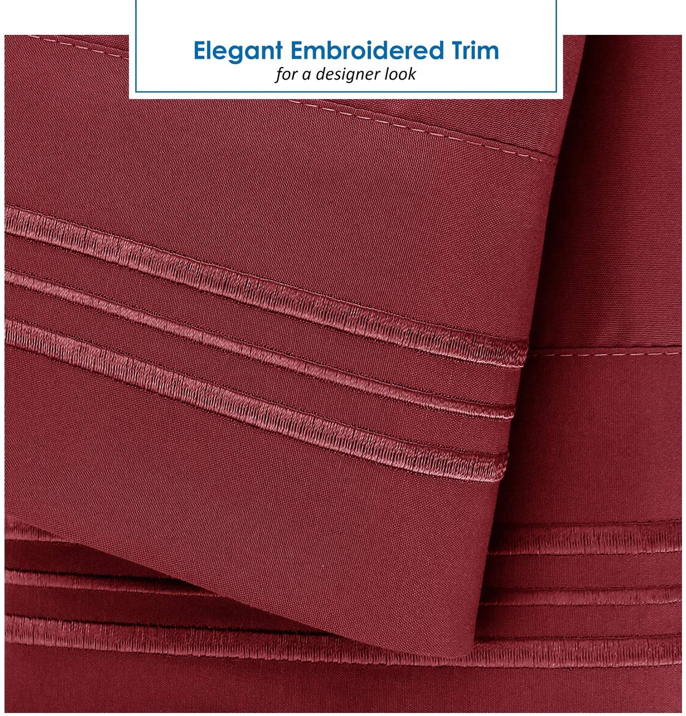 Clara Clark RV Queen Sheets Set - 4-Piece 1800 Microfiber Bedding with Deep Pockets | Cool, Breathable Short Queen Sheets for Campers & Travel Trailers | Burgundy Color | Perfect for RV Beds, Camping Trips & Mobile Homes