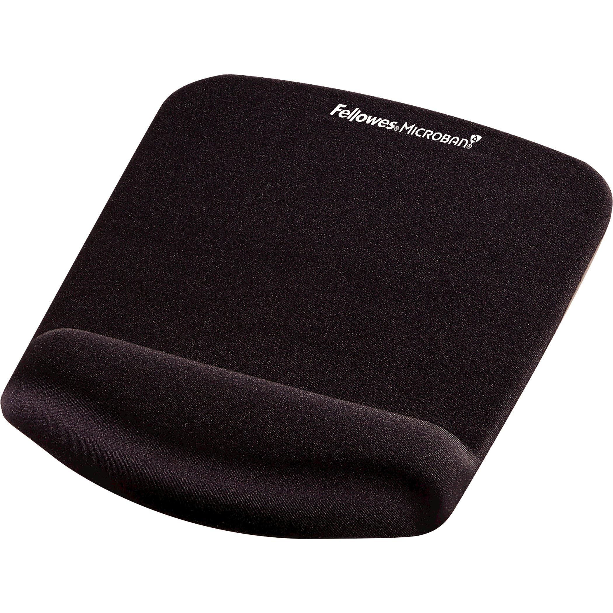 Fellowes® PlushTouch™ Ergonomic Mouse Pad with Gel Wrist Rest - Black - Comfortable Computer Accessory for Office & Gaming Use