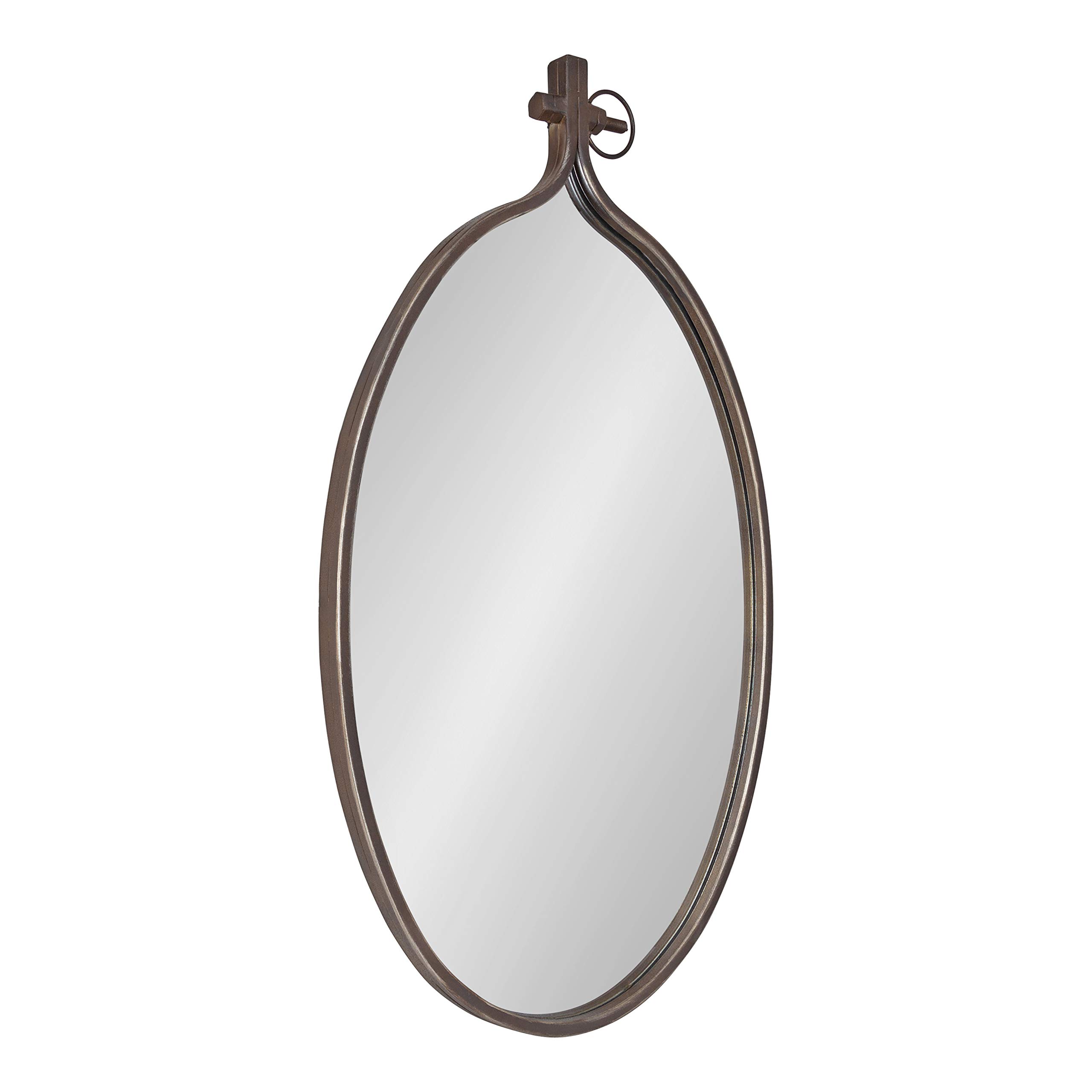 Kate & Laurel Yitro Rustic Oval Metal Framed Wall Mirror - 20x34 Inches - Industrial Chic Home Decor for Living Room, Bedroom & Entryway