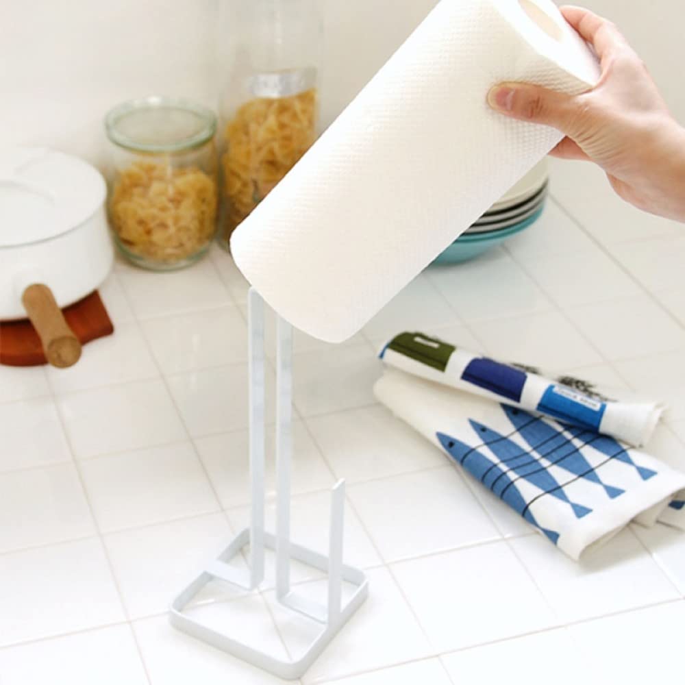 Stainless Steel Vertical Paper Towel Holder & Napkin Rack - Black Metal Kitchen Roll Dispenser for Countertop, Bathroom Tissue Stand - Perfect for Home, Office, Restaurant Storage Organization