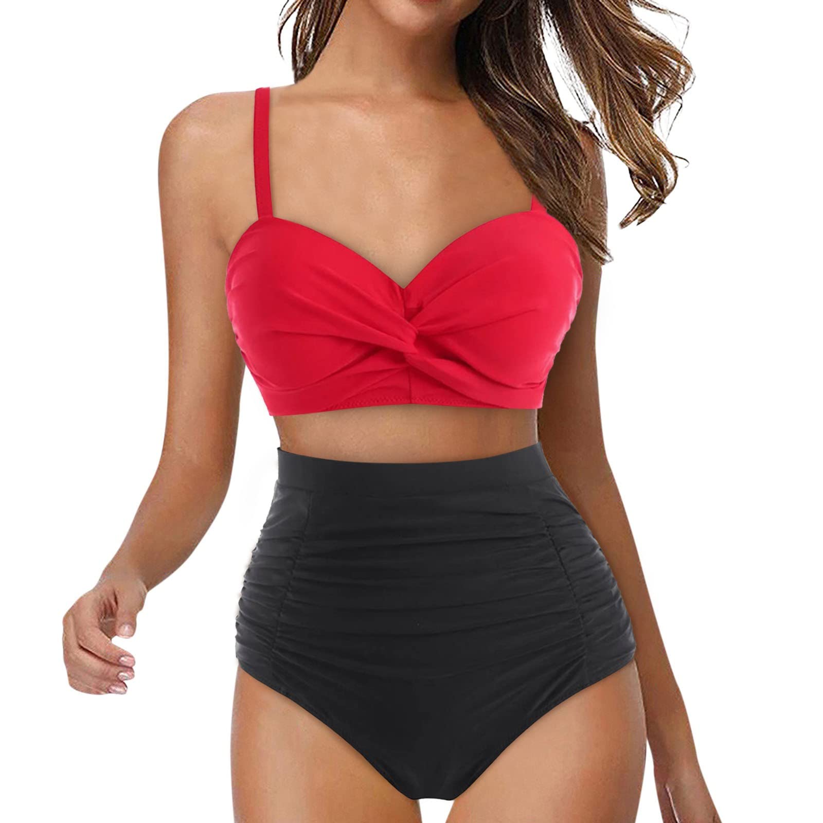 Sexy High Waist Bikini Top for Women - Floral Print Knotted Swimwear with Split Design | Perfect for Beach Vacation, Pool Party & Summer Getaway
