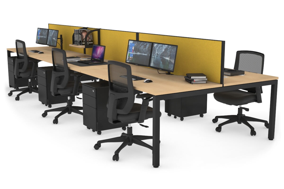 6-Person Office Workstation with Quadro Square Legs - 1600L x 800W Dimensions, Cable Management Scallop for Organized Workspace - Perfect for Open Office Layouts, Team Collaboration & Modern Workspaces