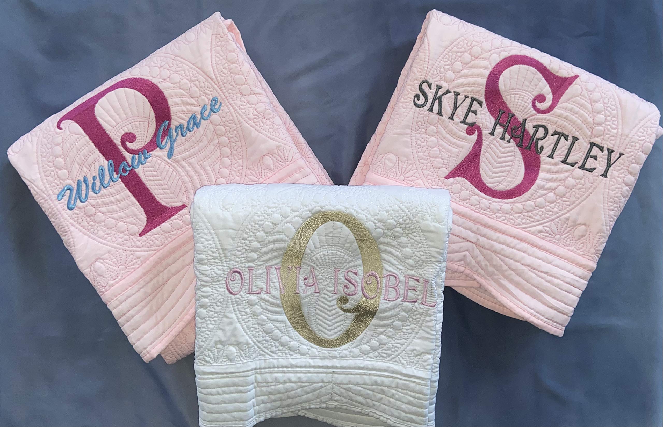 Personalized Baby Quilt Blanket - Custom Monogrammed Baby Blankets for Boys & Girls, Soft Embroidered Baby Gift for Newborns, Toddlers - Perfect for Nursery, Christening, Birthday & Baby Showers (Sofia)