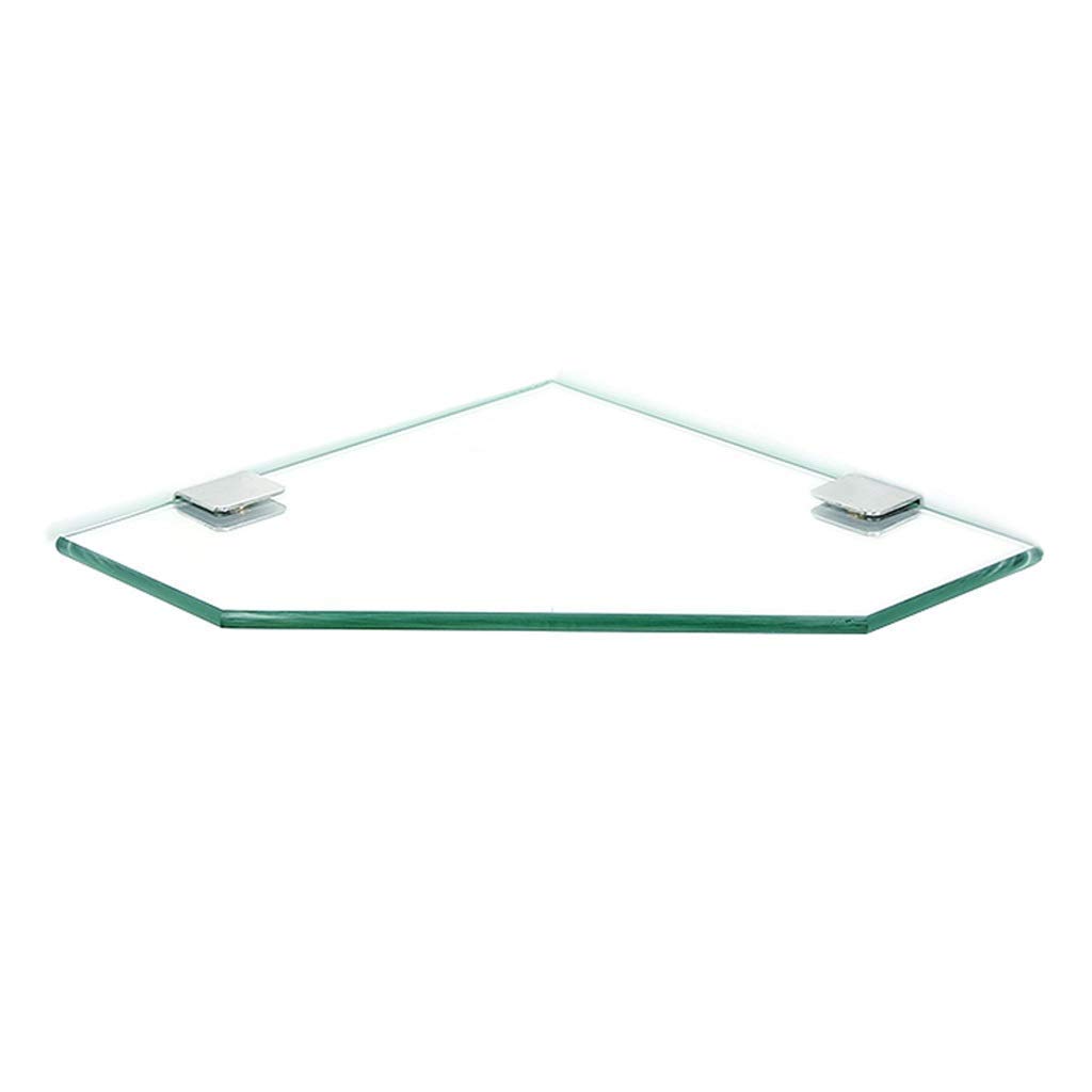 YGCBL Multifunctional Corner Glass Shelf - Bathroom Wall Mounted Shower Caddy Storage Organizer (7mm Tempered Glass Triangular Shelves, 1 Pack, 24cm) - Perfect for Shower, Kitchen & Small Space Organization