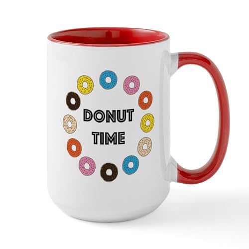 White/Red Inside - Donut Time Mugs