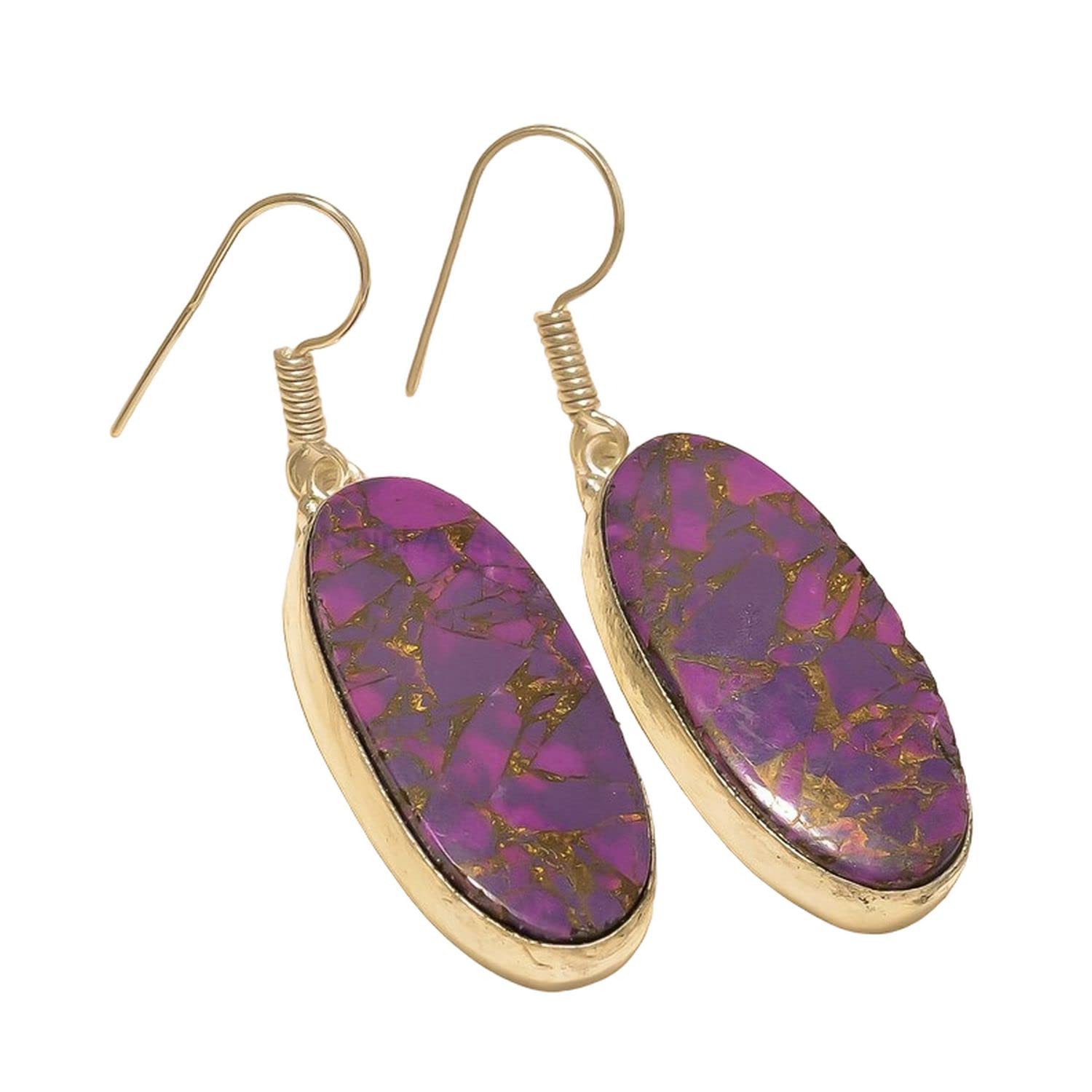 925 Sterling Silver Earrings for Women - Purple Copper Turquoise Gemstone Bridesmaid Gift - Elegant Christmas Jewelry for Her - Perfect for Weddings, Parties & Special Occasions