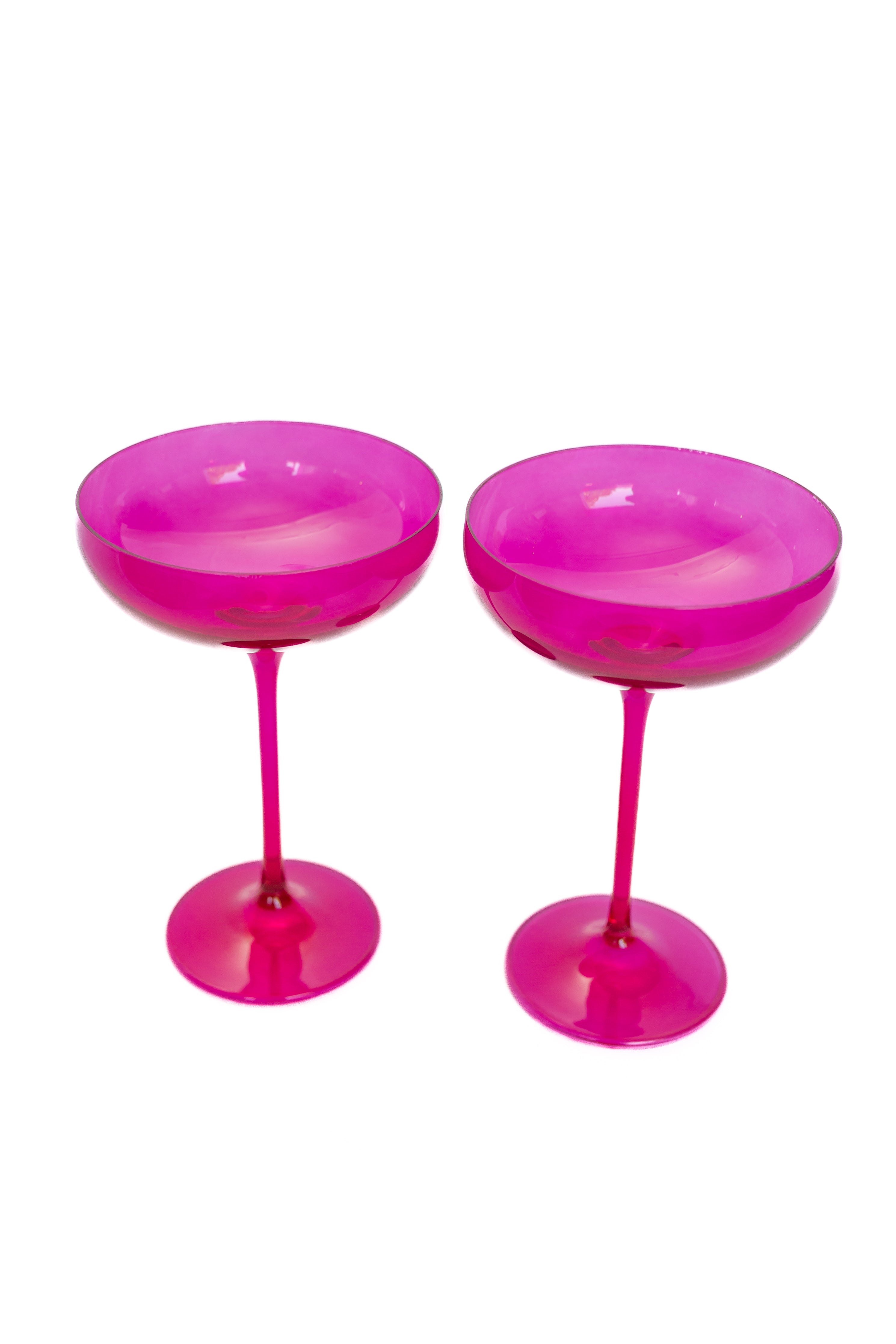 Estelle Colored Champagne Coupe Glasses Set of 2 - Viva Magenta (Fuchsia) for Wedding Toasts & Cocktail Parties - Elegant Stemware for Celebrations & Special Occasions