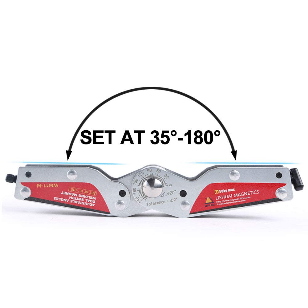 Adjustable Angle Dual Switch Welding Magnet - On/Off Neodymium Magnetic Clamp (15-210°) WM11-M - Perfect for Metal Fabrication, Welding Projects & DIY Metalworking