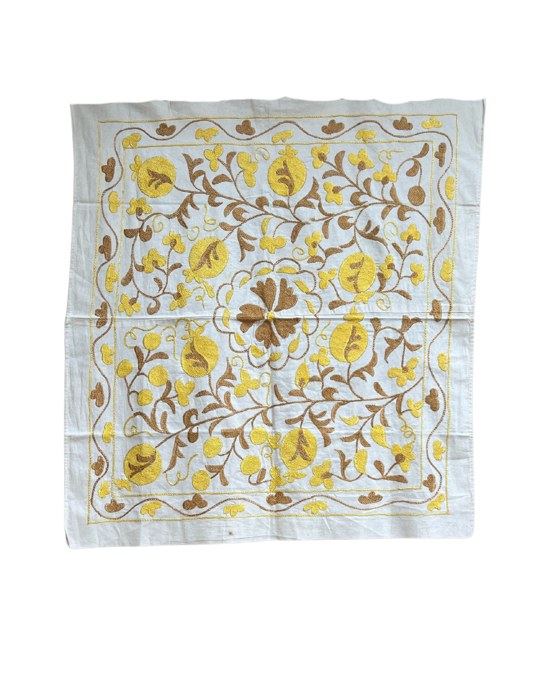Small Suzani 075 - Handmade Cotton Embroidery Pillow Cover - Boho Home Decor for Living Room, Bedroom & Sofa