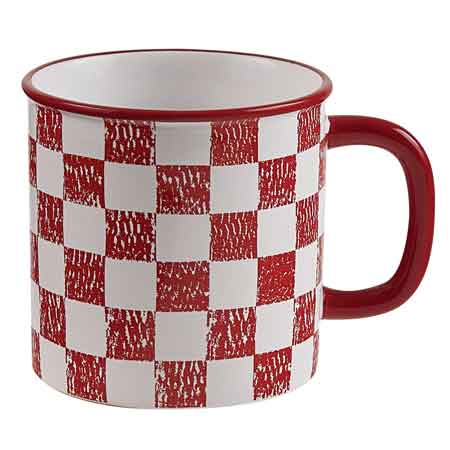 Stylish Checked Chicken Coop Mug Set - 4 Piece Coffee Cup Collection for Farmhouse Decor | Perfect for Morning Coffee, Tea Time & Country Kitchen Gifts