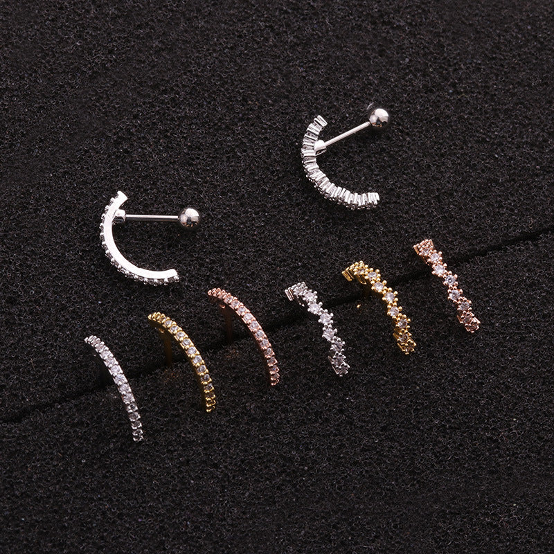 20G Silver Pave Conch Huggie Hoop Earrings for Women | Sparkling Stud Earrings for Daily Wear, Parties & Special Occasions | HSPJ1939