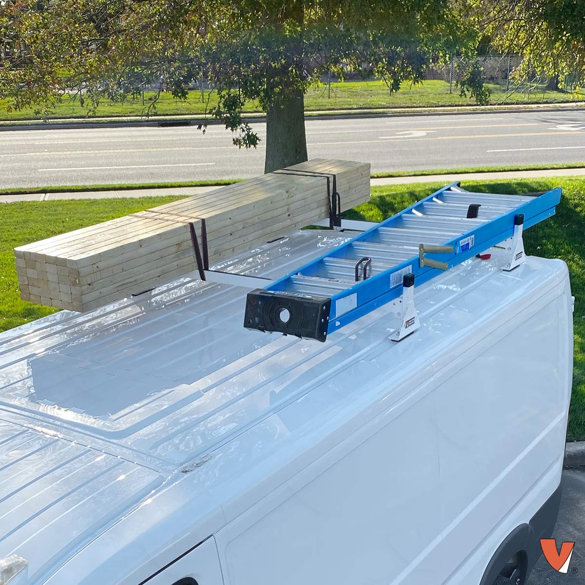 Heavy-Duty Steel H1 2 Bar Van Rack System for RAM ProMaster 2013-2024 | White Commercial Van Roof Rack | Perfect for Delivery Services, Contractors & Cargo Transport