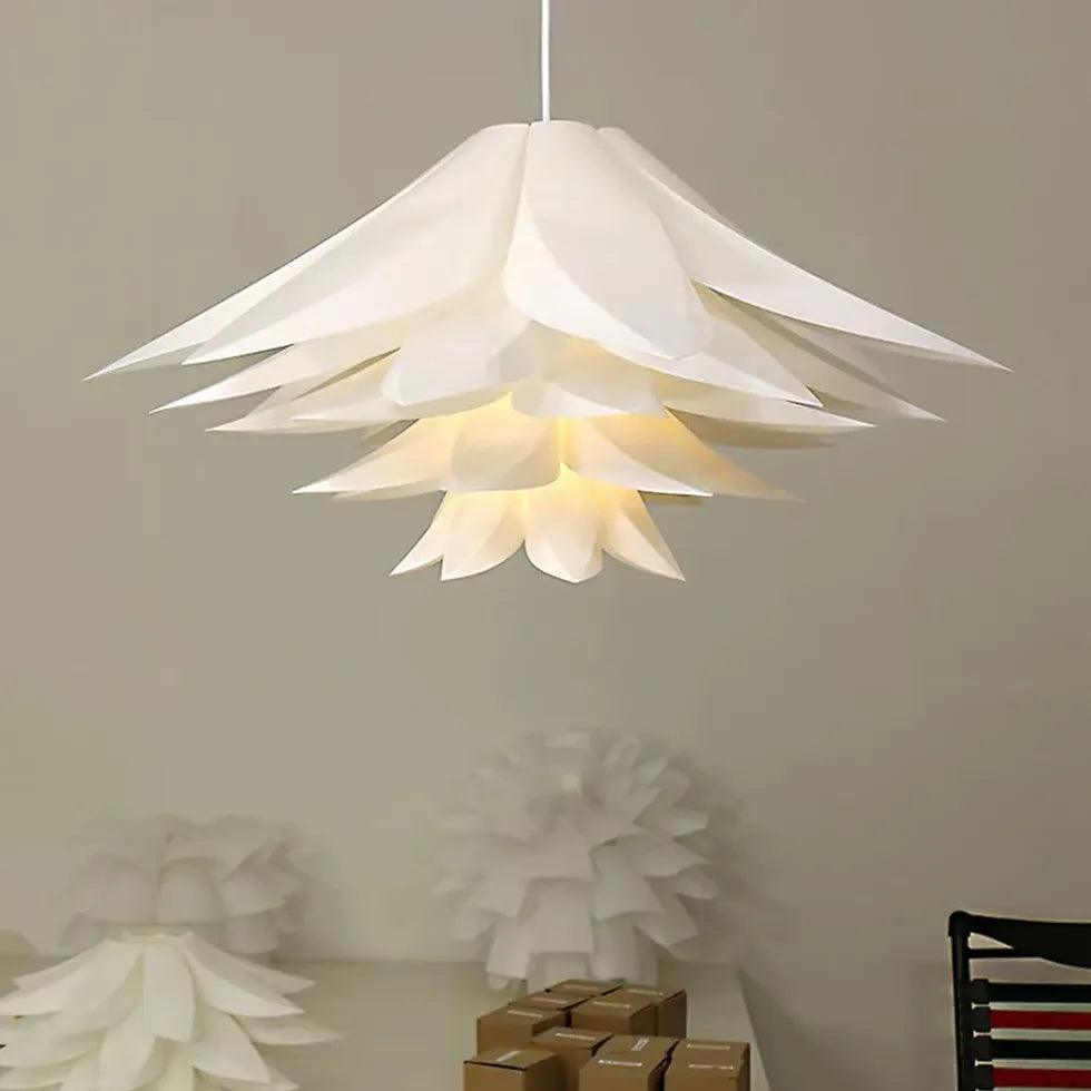 6-Layer Lotus Pendant Light - White Modern Bedroom Ceiling Lamp for Zen Decor, Living Room & Meditation Space