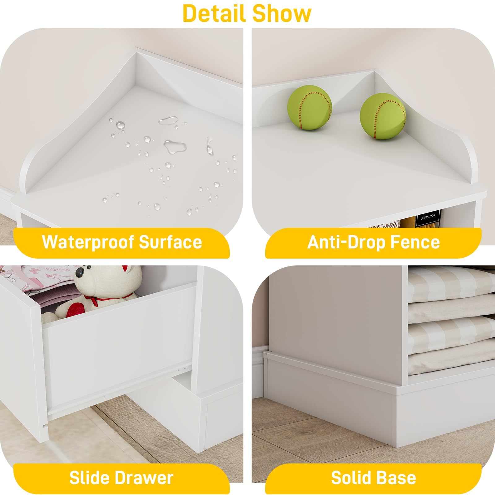Vabches 7-Drawer Kids Dresser Organizer - White Nursery Storage Chest, Children's Bedroom Furniture with Nightstand for Clothes & Toys - Perfect for Toddler Room Organization & Baby Essentials Storage