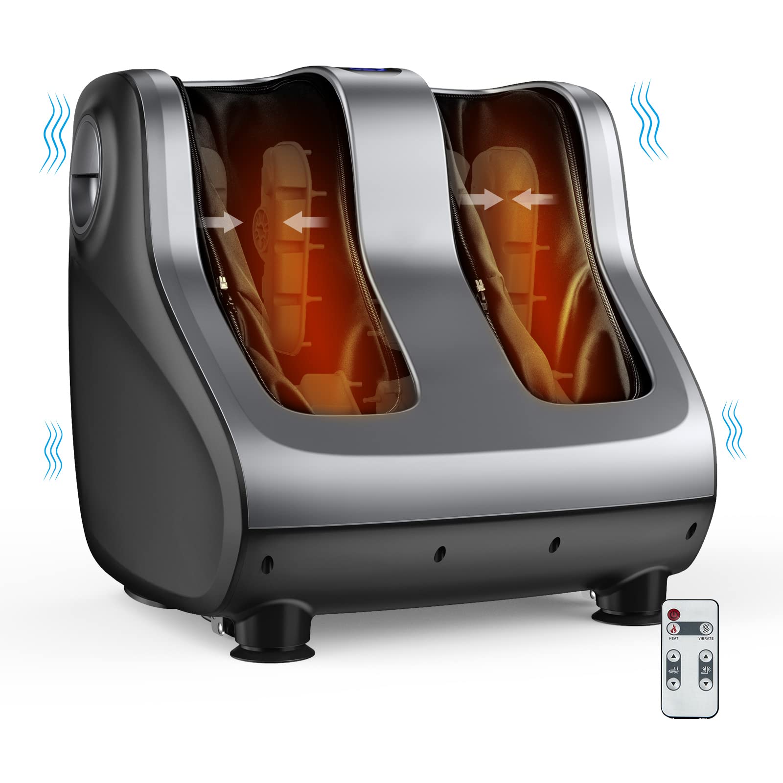 Giantex Electric Shiatsu Foot and Calf Massager with Heat & Kneading - Adjustable Tilt Base, LCD Screen, Remote Control - Relieves Pain, Improves Blood Circulation, Plantar Fasciitis - Perfect for Home, Office Relaxation & Post-Workout Recovery (Gray)