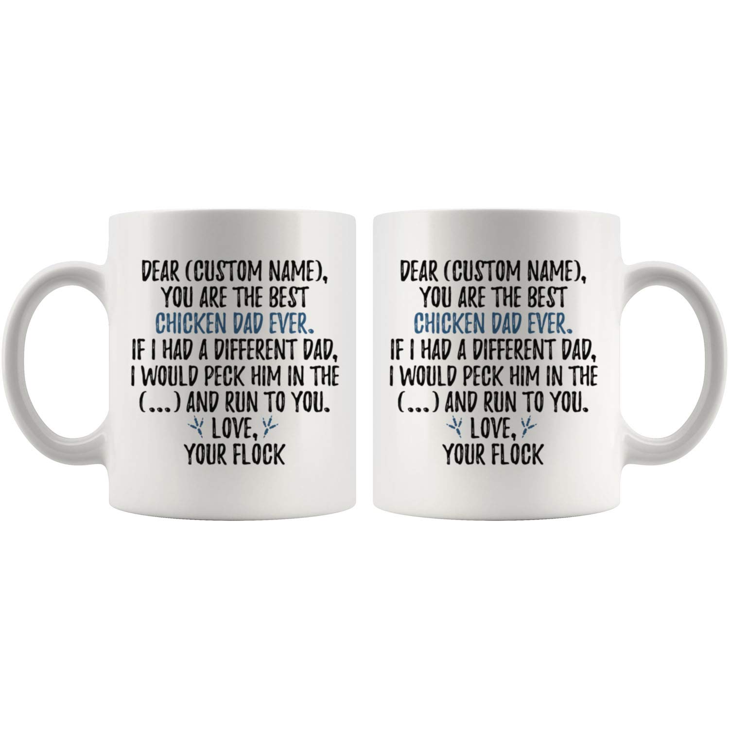 Personalized Chicken Dad Mug - 11 oz Funny Chicken Owner Gift for Men, Fathers, Chicken Lovers - Perfect for Father's Day, Birthday, Christmas & Farmhouse Decor