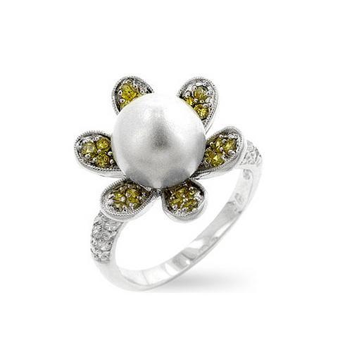 Ivy Pearl Ring for Women - Elegant Vintage Style Jewelry with Simulated Pearl - Perfect for Weddings, Parties & Special Occasions