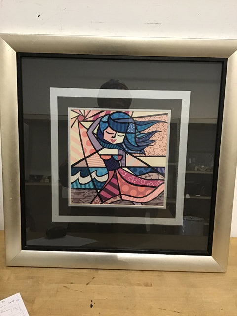 Original Painting - Britto Woman Dancing Artwork 23x23 Inches - Colorful Pop Art Wall Decor for Living Room, Bedroom & Office