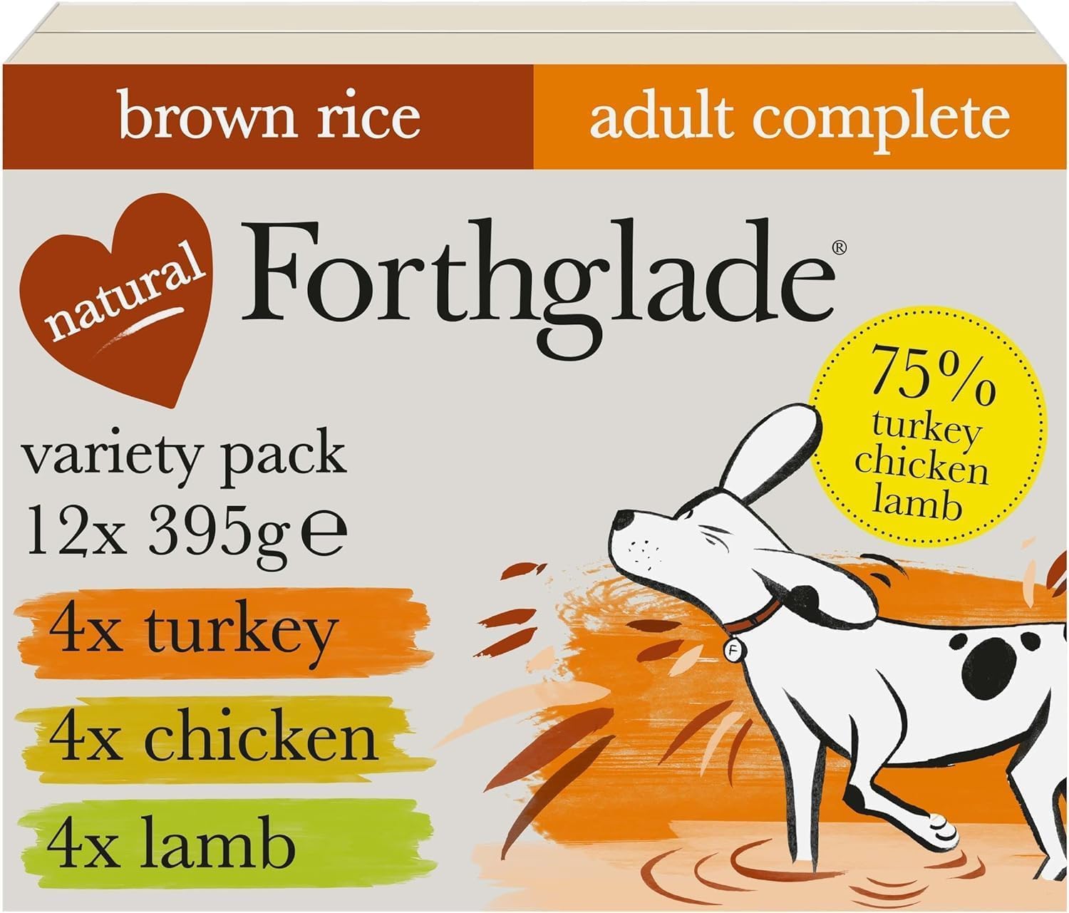 Forthglade Natural Hypoallergenic Wet Dog Food Variety Pack - Grain-Free Turkey, Lamb & Chicken Recipes for Sensitive Stomachs (12 x 395g Trays) | Perfect for Adult Dogs with Food Allergies or Digestive Issues - Great for Mealtime, Training Treats & Travel Feeding