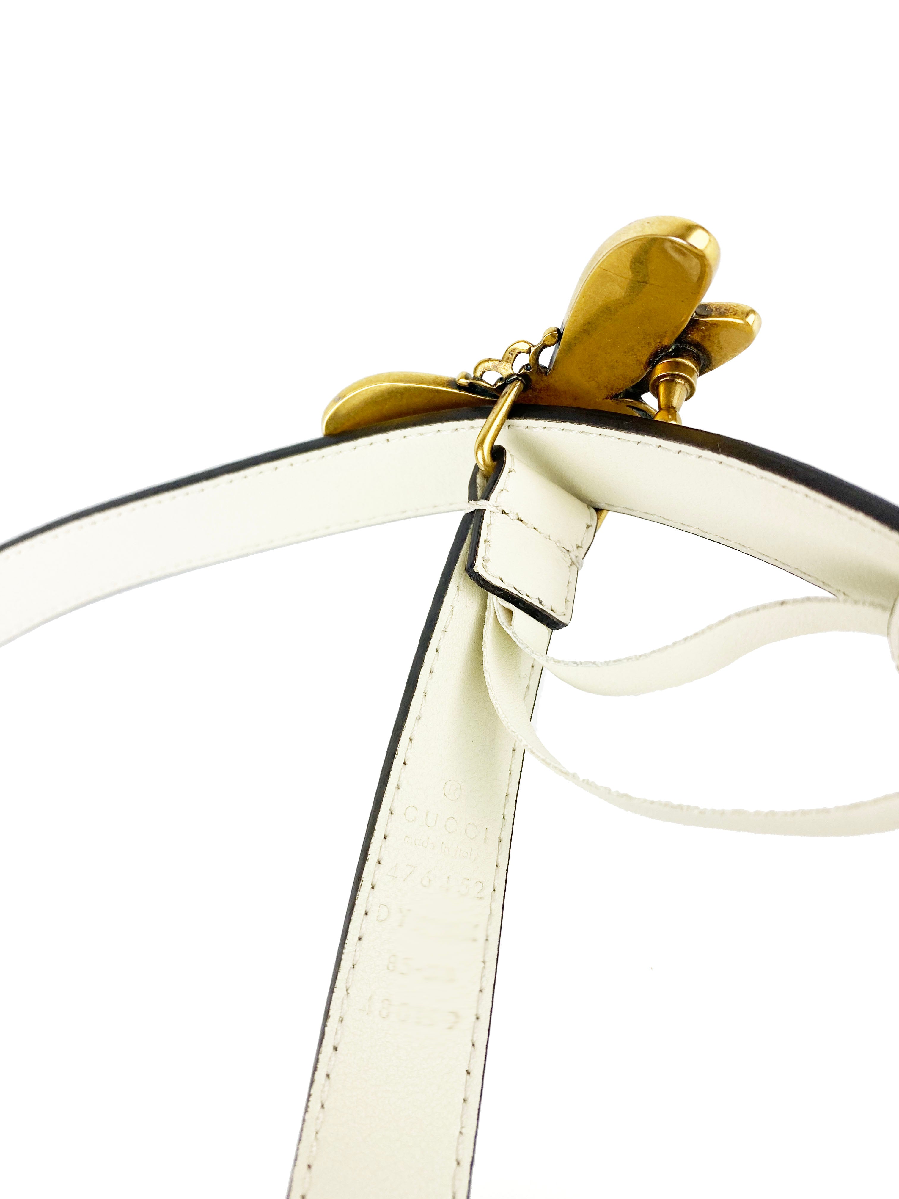Gucci White Queen Margaret Bee Belt - Luxury Designer Belt for Women | Perfect for Casual, Office & Evening Outfits