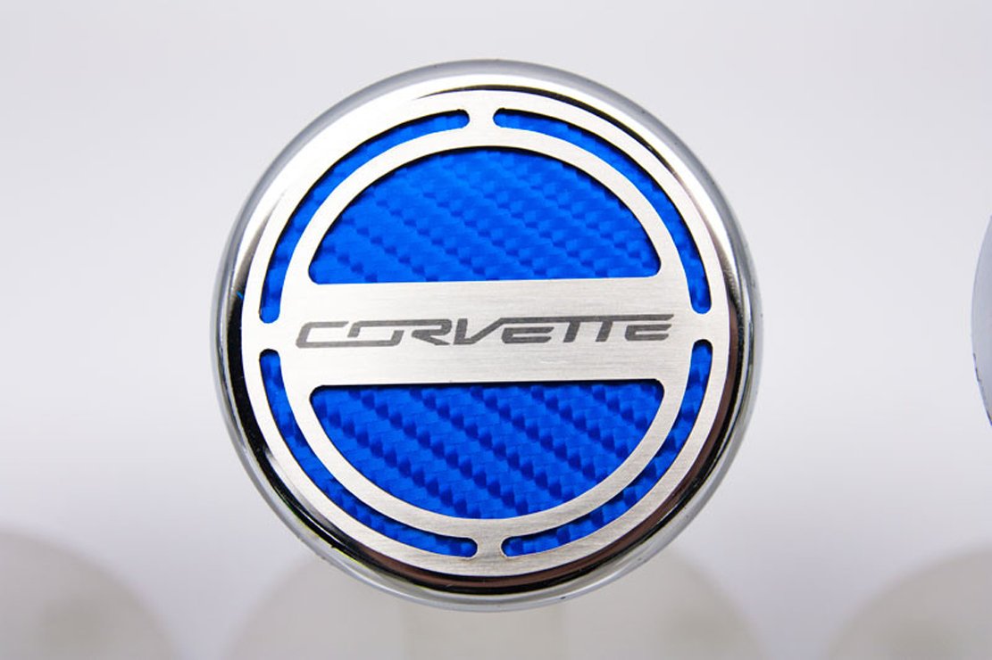American Car Craft Blue Carbon Fiber Cap Cover Set - 5pc for Corvette