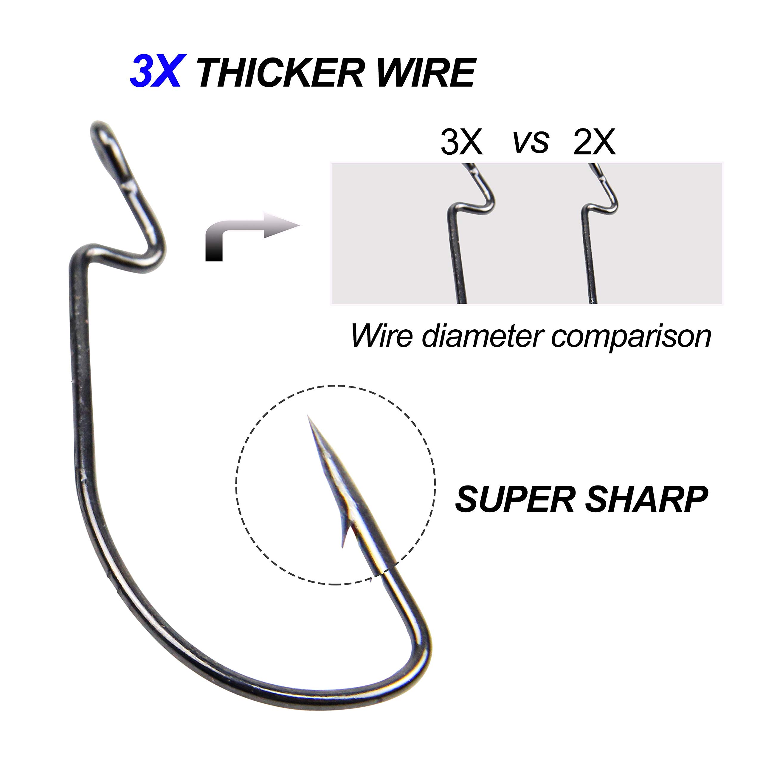 Bass Fishing Hooks Set - 120pcs High Carbon Steel Worm Hooks for Bass, Trout in Saltwater & Freshwater