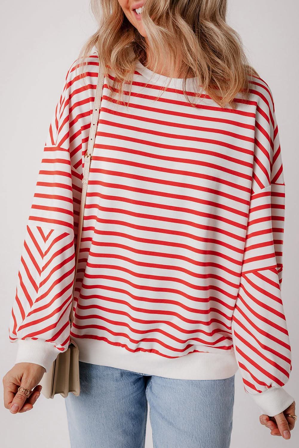 Stylish Orange Striped Oversized Sweatshirt for Women - Cozy & Trendy Pullover for Casual Wear, Loungewear & Street Style Fashion