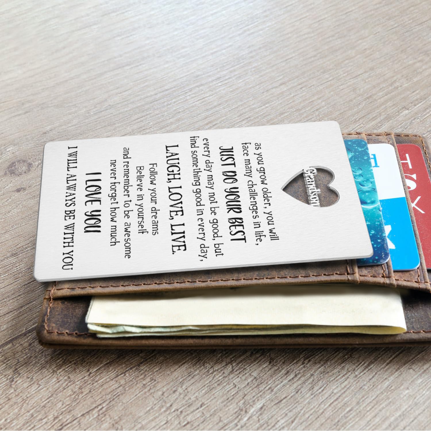 Grandson Wallet Card - Inspirational Gift for Graduation, Birthday, Christmas & Deployment | Thoughtful Present from Grandma | Perfect for Special Occasions & Keepsake Memories