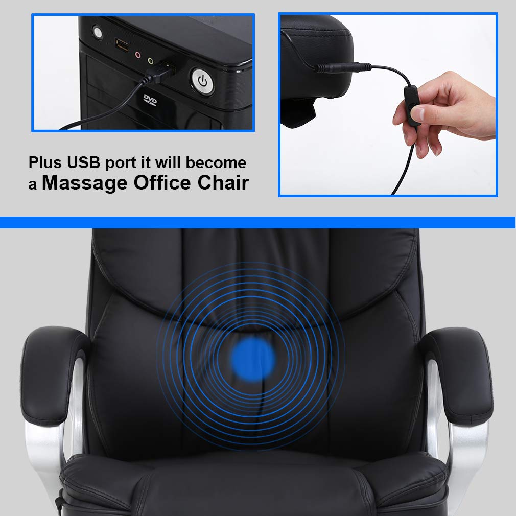 Ergonomic Office Chair with Lumbar Support & Headrest - High Back PU Leather Executive Desk Chair with Adjustable Armrests & Swivel Wheels - Comfortable Computer Task Chair for Home Office, Adults & Women - Perfect for Long Work Hours & Video Conferencing (Black)