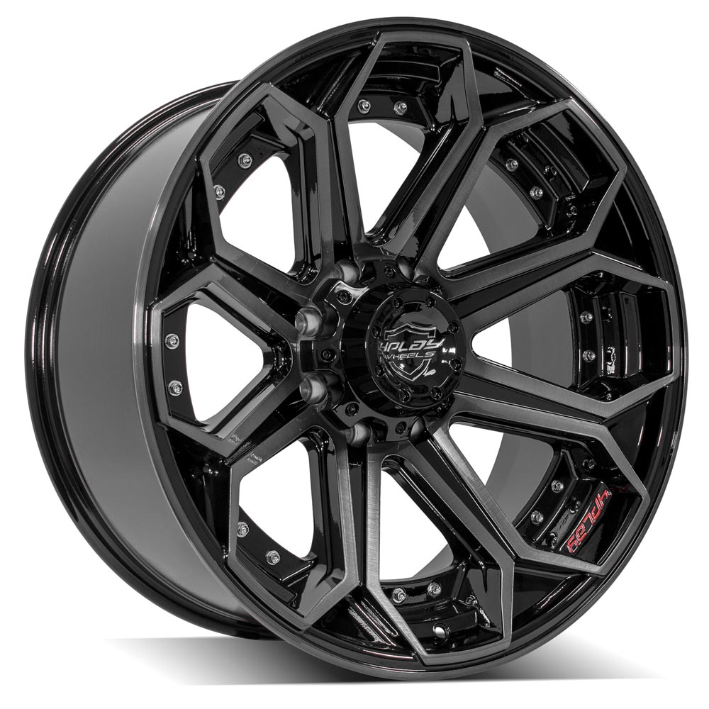 4Play Gen2 4P80R Gloss Black Wheels 22x10.0 24-Inch 8x180mm 124.1mm - Brushed Face & Tinted Clear Finish - Perfect for Trucks, SUVs, and Off-Road Vehicles