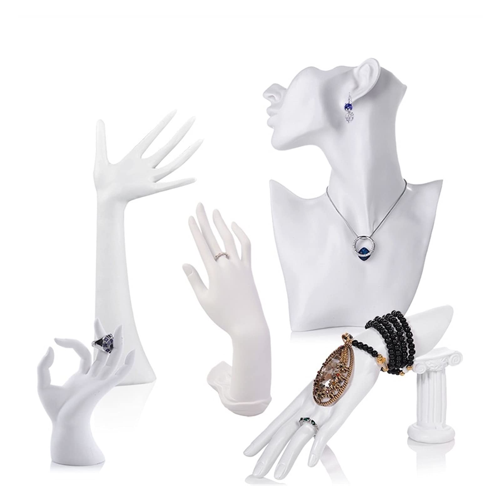 Blue Resin Jewelry Holder - Hand Model Display Stand for Rings & Necklaces - Perfect for Boutique, Wedding & Jewelry Store Displays