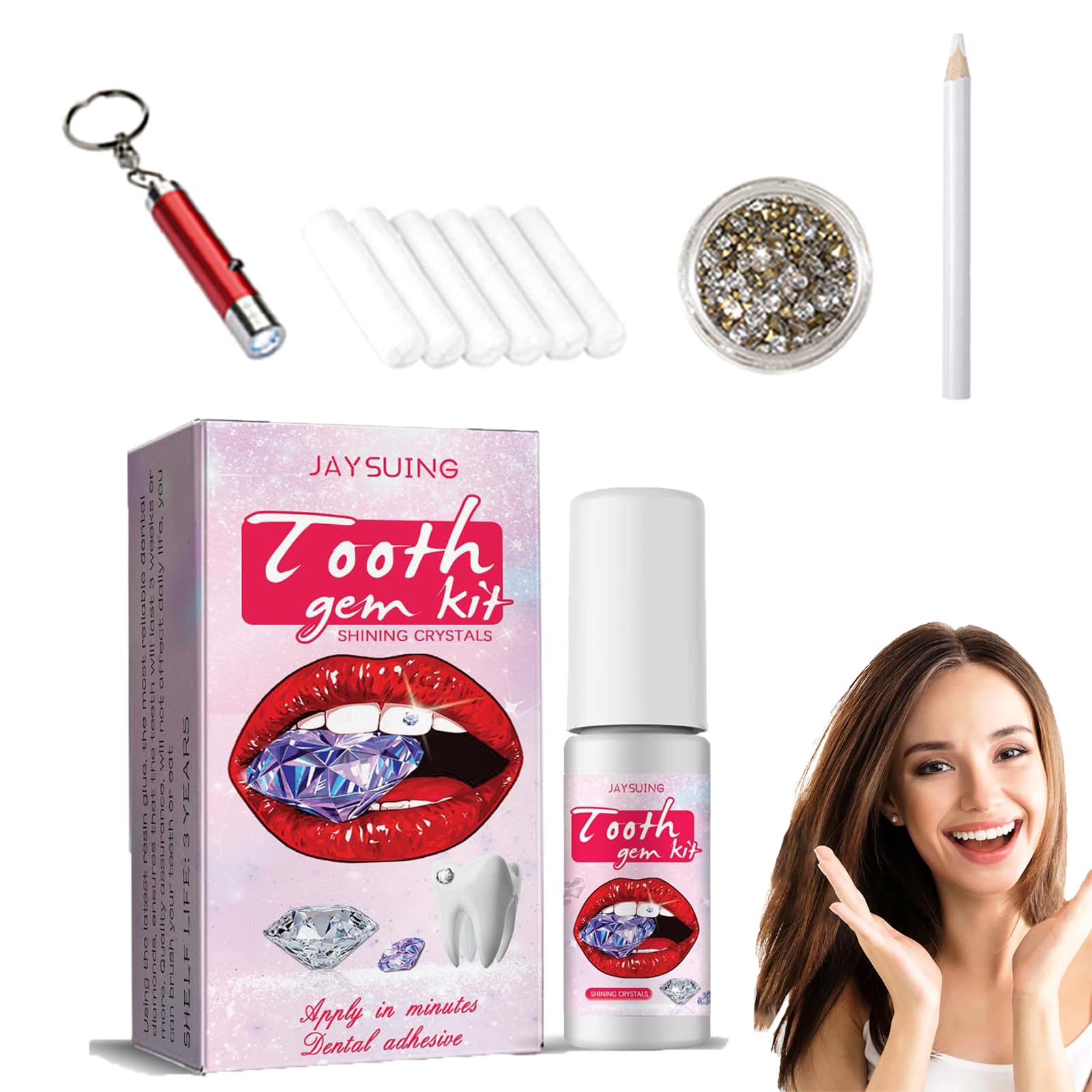 Beginner Tooth Gems Kit with Dental Glue, UV Light & Gemstone Selector - DIY Rhinestone Dental Jewelry for Teeth Decorations | Perfect for Parties, Festivals & Fashion Self-Expression