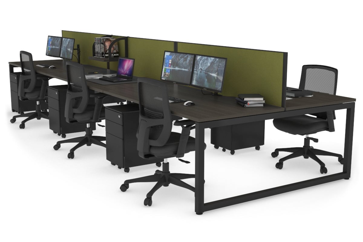 Quadro Loop Legs 6-Person Office Workstation - 1400L x 800W with Cable Management - Perfect for Open Office Layouts & Collaborative Workspaces