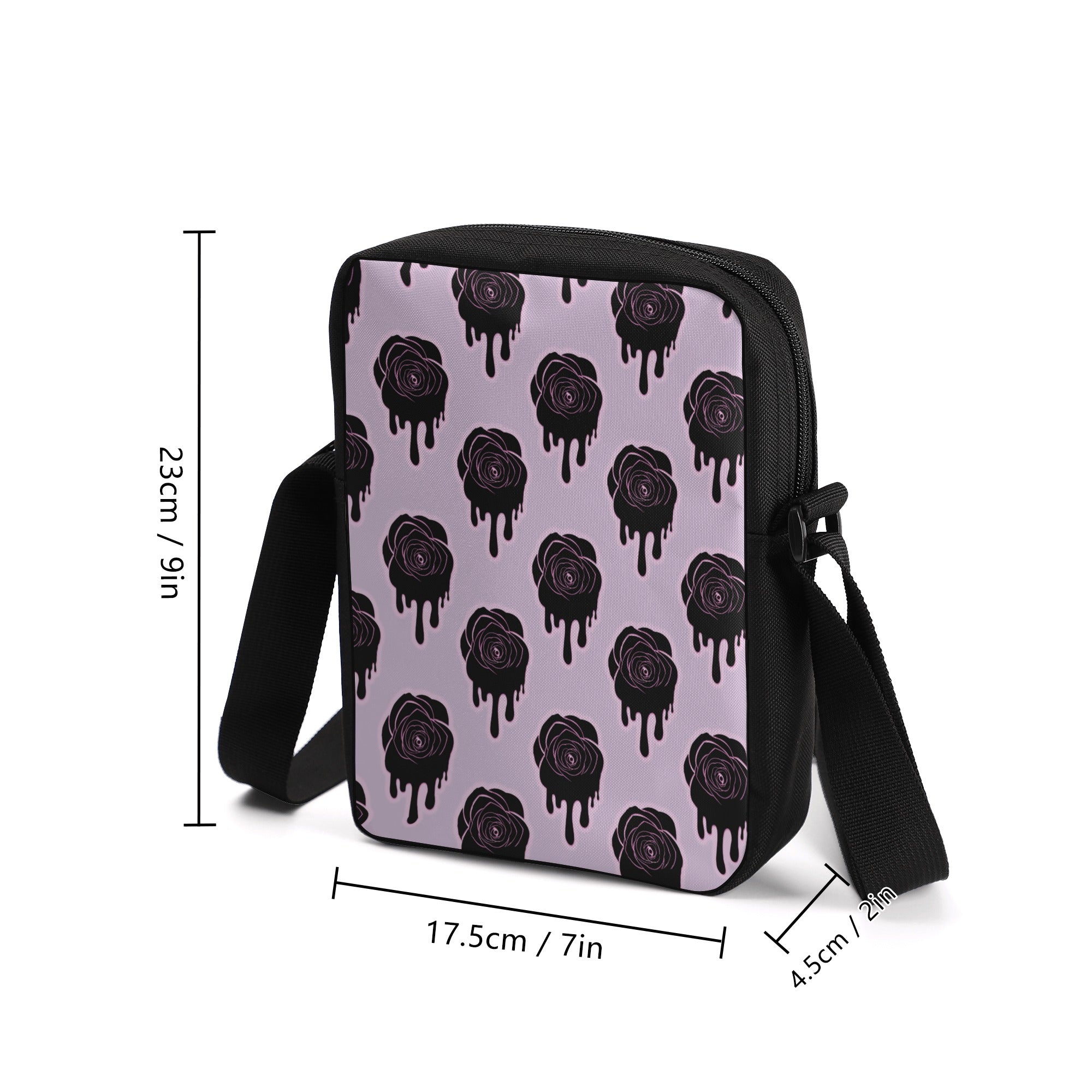 Stylish Black Rose Crossbody Bag for Women - Fashionable Drip Design, Adjustable Strap, Perfect for Daily Use, Travel & Parties