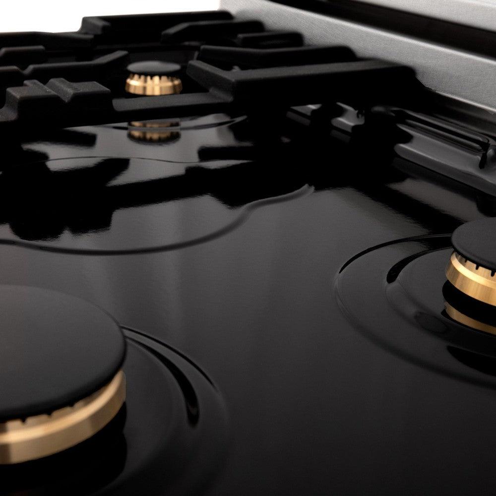 ZLINE Autograph Edition 30-inch 4.0 cu. ft. Dual Fuel Range - 4 Burner Gas Cooktop & Electric Convection Oven - Satin Stainless Steel with Matte Black Accents (RASZ SN 30 MB) - Perfect for Modern Kitchens & Professional Chefs