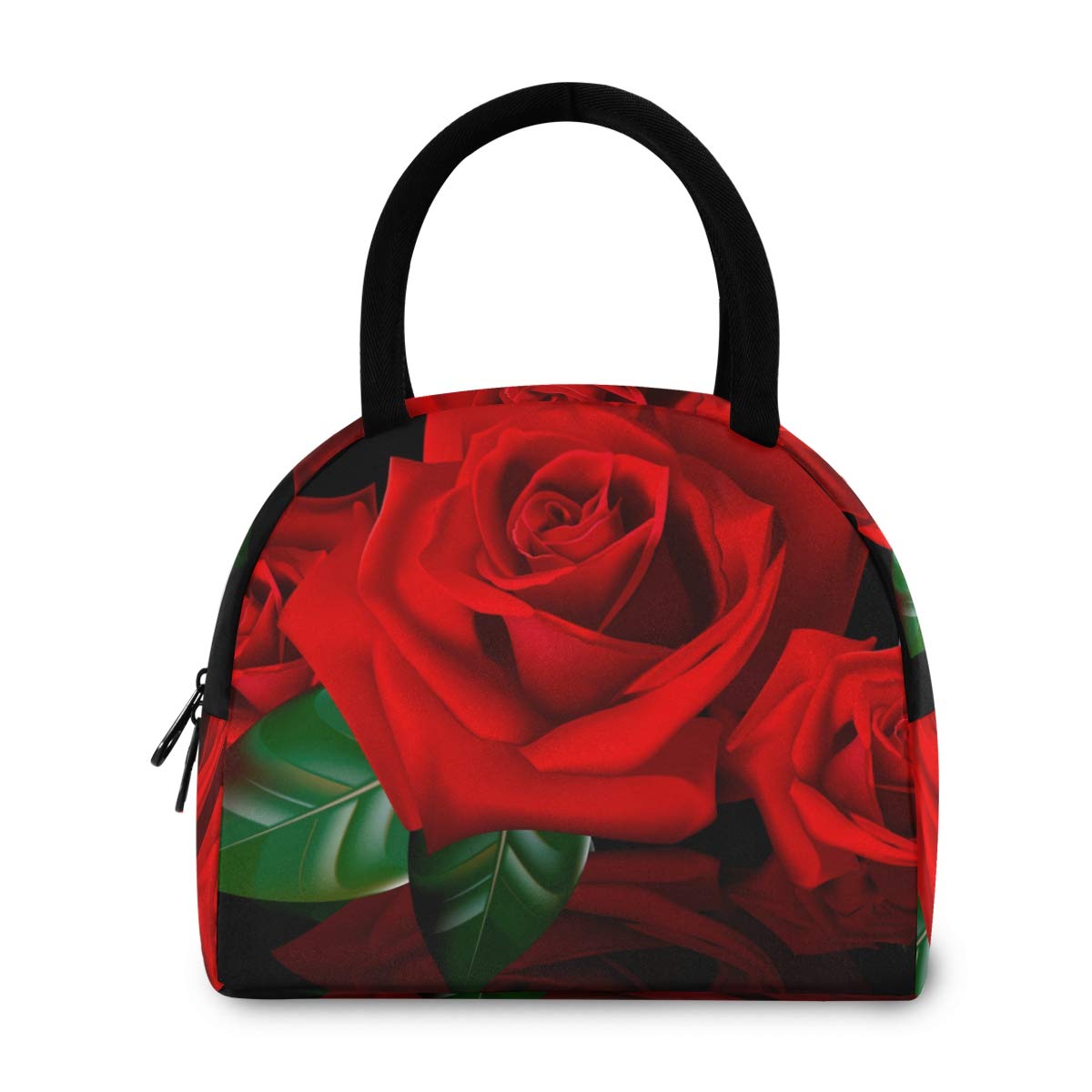 Insulated Red Rose Lunch Tote Bag for Women - Leakproof & Thermal Lunch Box for Work, School, Picnics & Outdoor Activities