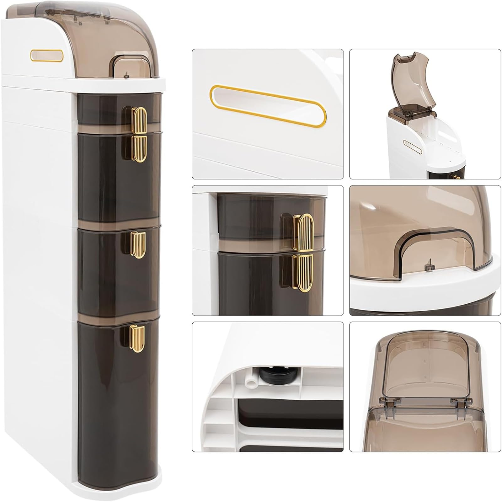 Slim Narrow Storage Cabinet with Drawers - Space-Saving Bathroom Floor Cabinet, Mobile Shelving Unit & Toilet Paper Holder - Plastic Organizer for Kitchen, Bedroom, Laundry Room (2-Tier) - Perfect for Small Spaces, Apartment Living & Bathroom Organization