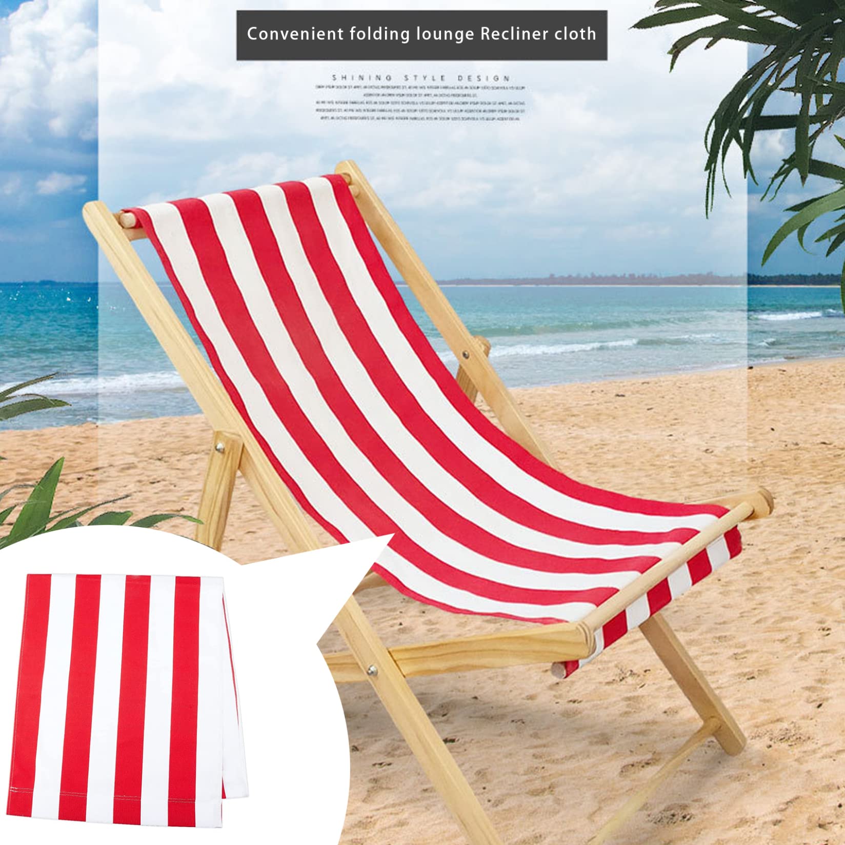 Red & White Deck Chair Fabric Replacement 45