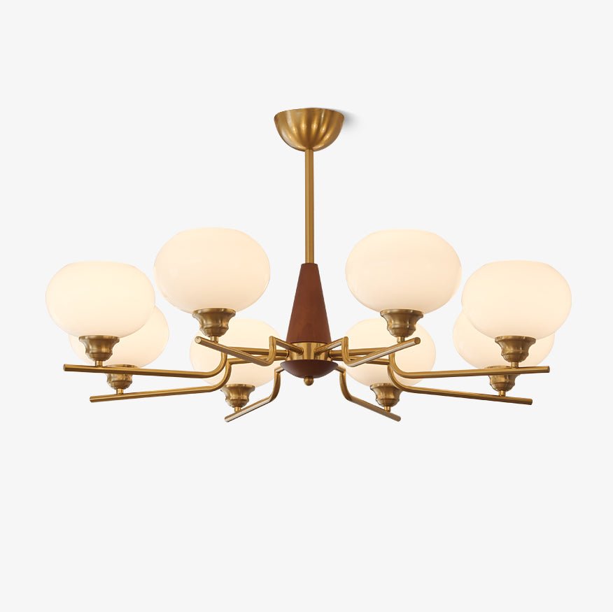 Celeste Sphere Walnut Wood Chandelier - Modern Handcrafted Wooden Ceiling Light Fixture for Dining Room, Bedroom, Living Room Decor
