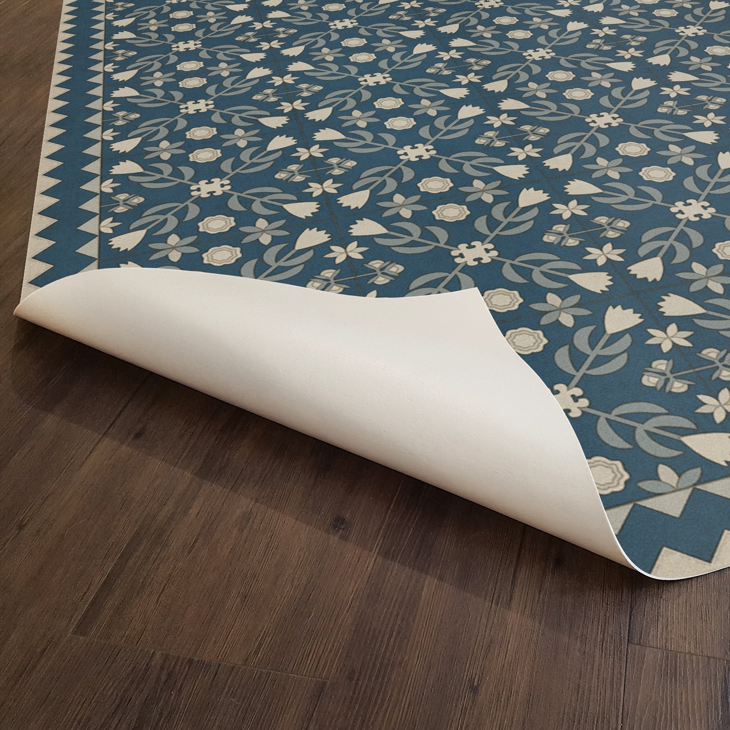 Folk Art Floral Quilt Spring Rain Vinyl Floor Mat - Waterproof Non-Slip Washable Rug for Kitchen, Bathroom, Entryway & Home Decor