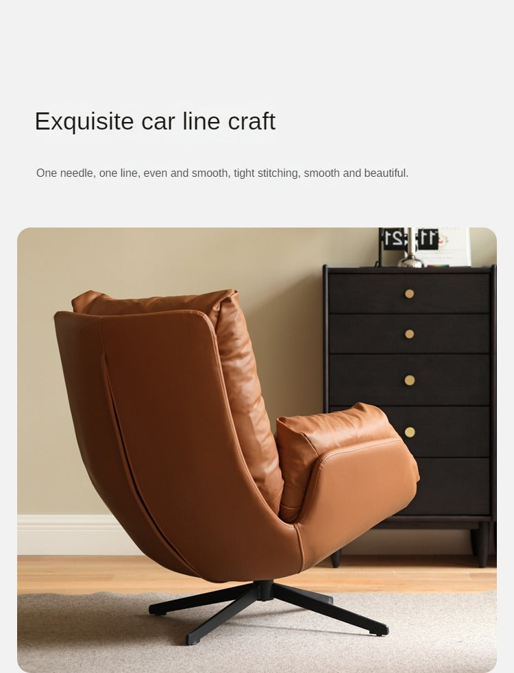 Luxury Italian Organic Leather Swivel Sofa Chair - Modern Living Room, Office & Lounge Seating for Home Decor