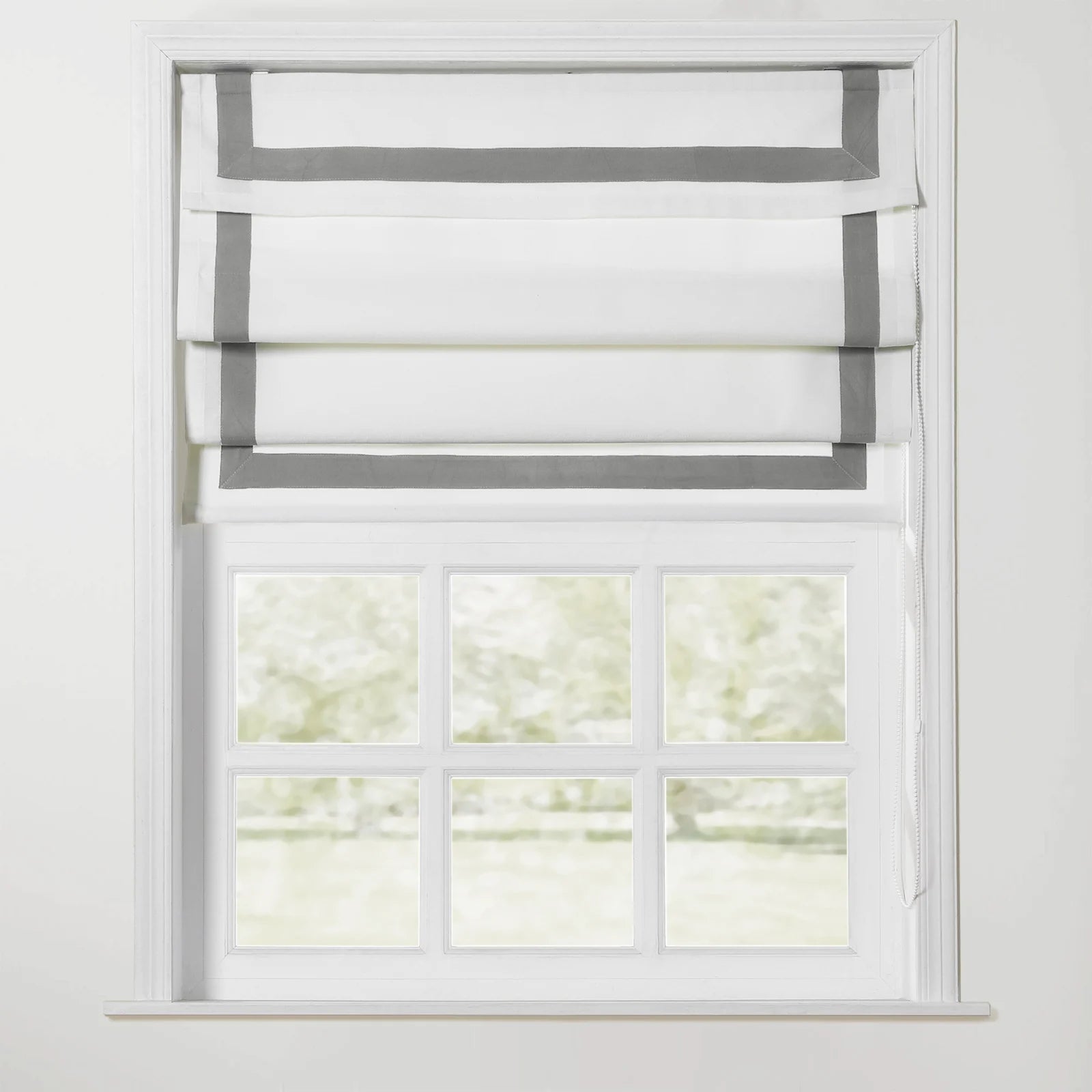 Tyrone Roman Shade with Border Cord Lift - Classic Window Treatment for Living Room & Bedroom - Blackout Fabric for Light Control & Privacy