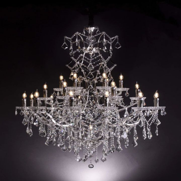 19th Century Rococo Style Iron & Crystal Round Chandelier - 40 Inch Antique Lighting Fixture for Dining Room, Ballroom & Luxury Home Decor