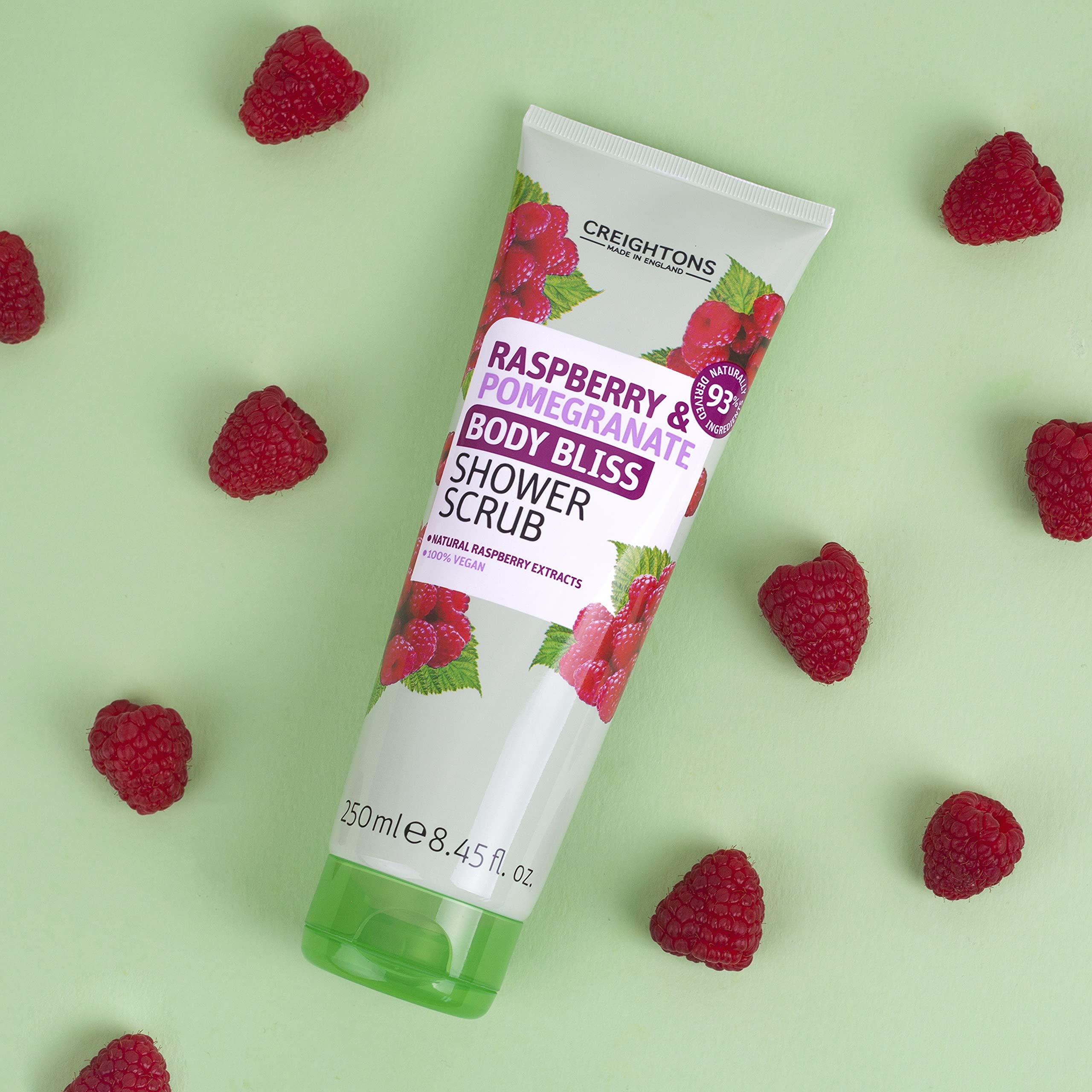 Creightons Body Bliss Raspberry & Pomegranate Bath & Shower Set - 250ml Exfoliating Scrub & 500ml Hydrating Gel | Vegan, Cruelty-Free, 90% Natural Ingredients | Perfect for Spa Day & Relaxing Self-Care Routine